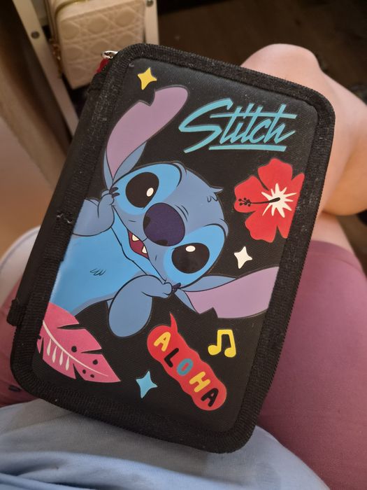 Trzykomorowy piórnik stitch
