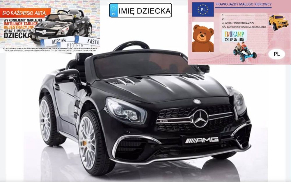 Auto na akumulator MERCEDES SL65 z panelem LCD MP4 KOŁA EVA 2.4Ghz