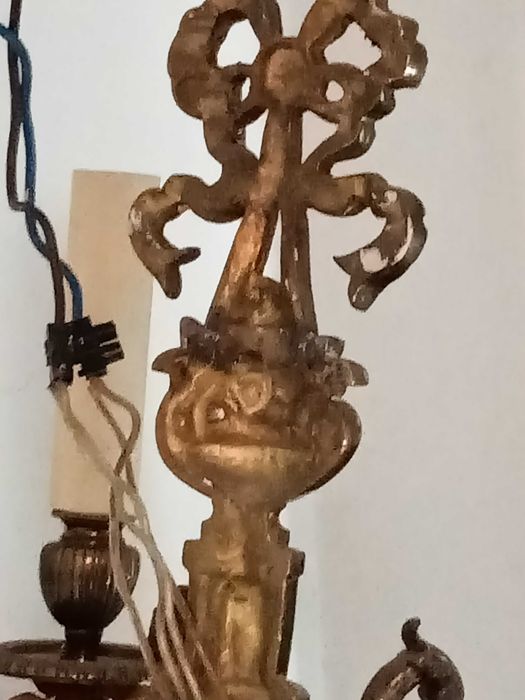 Kinkiety brąz XIX w., Ludwik XVI, antyk, dwuświecowe – para