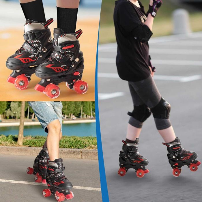 FWFX 2026 – Regulowane Rolki Dziecięce z Luminous Wheels | 4 Rozmiary | Idealne dla Początkujących