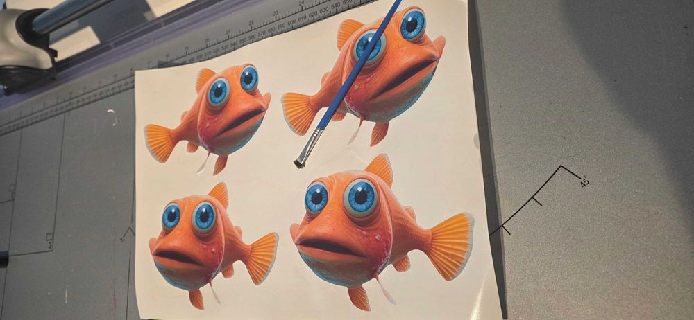 Naklejka na auto RYBA - kraw. zabezp. pędzelkiem-druk pigment 2 L.Gw.