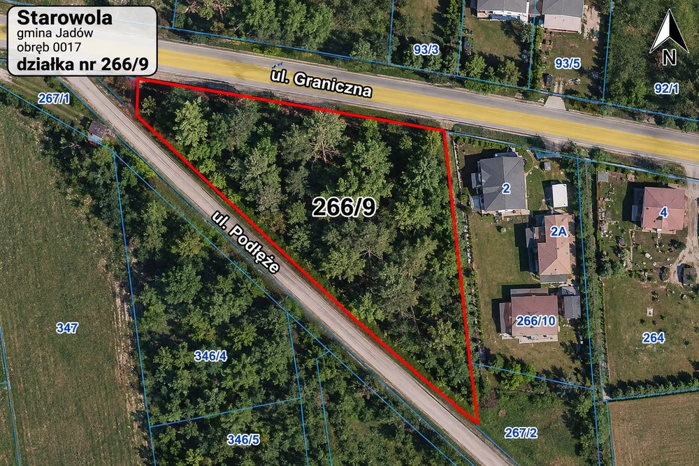 Działka MPZP 1612 m² Starowola – blisko Liwca, sosny, media przy drodze - Widok 3