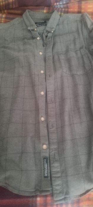 Camisa flanela cinza escuro Pull & Bear tam M