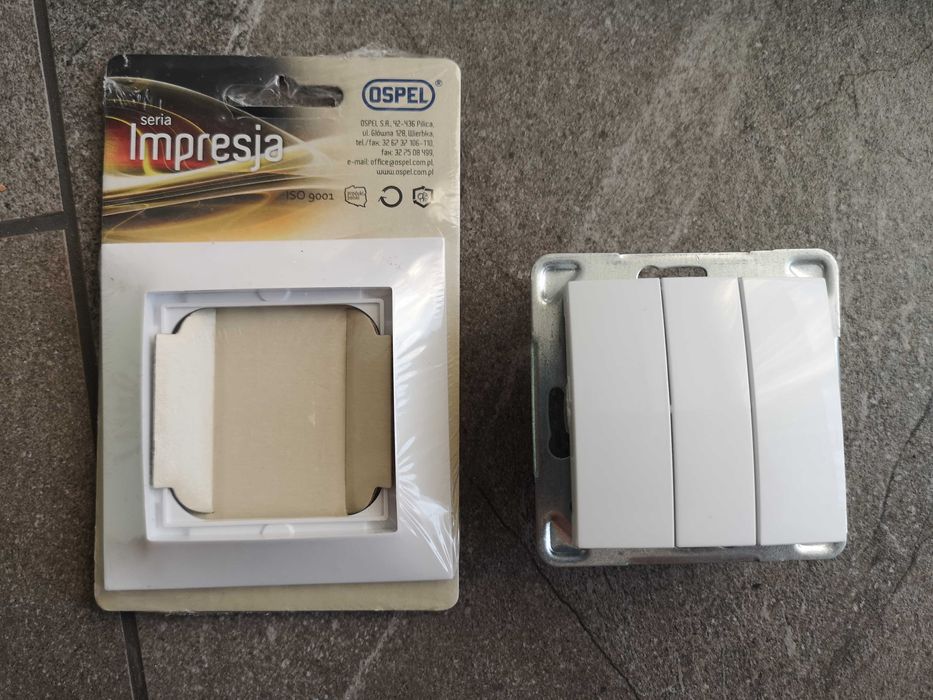 Włącznik impresja Ospel  3 klawiszowy + ramka biała
