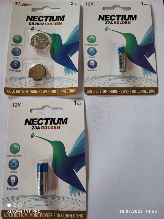 Батарейка Nectium cr1632, cr 2032 3V, 27A 12v, 23A 12V