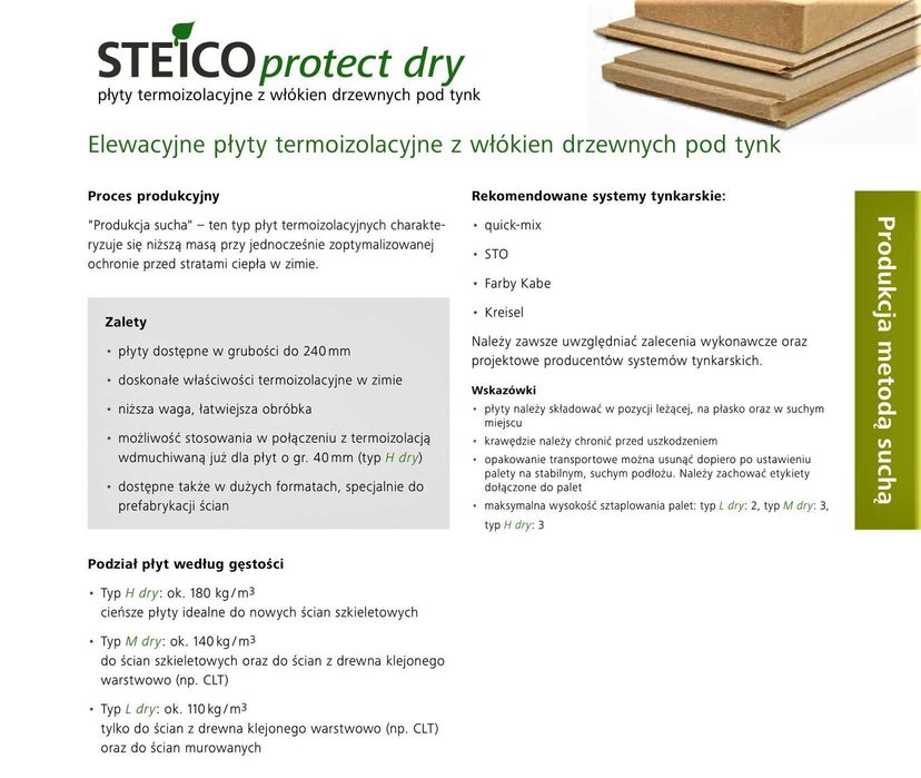 Elewacyjna płyta termoizolacyjna STEICO pod tynk -STEICOprotect dry