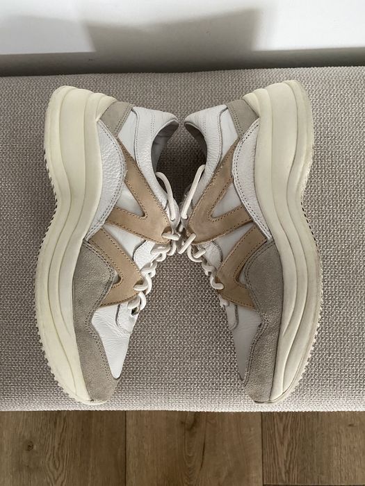 Sportowe buty sneakersy Skórzane Massimo Dutti beżowe