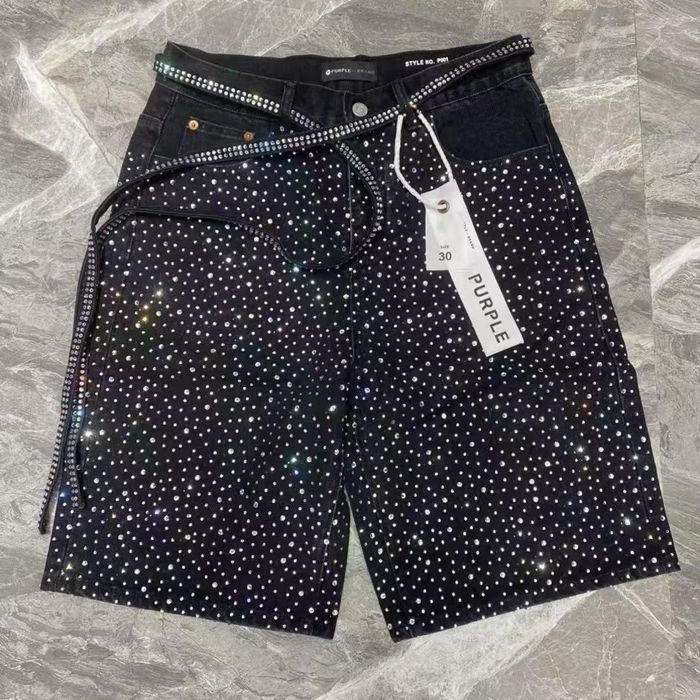 Джинсові Шорти чорні з стразами Purple Brand/ Шорты с стразами Перпл