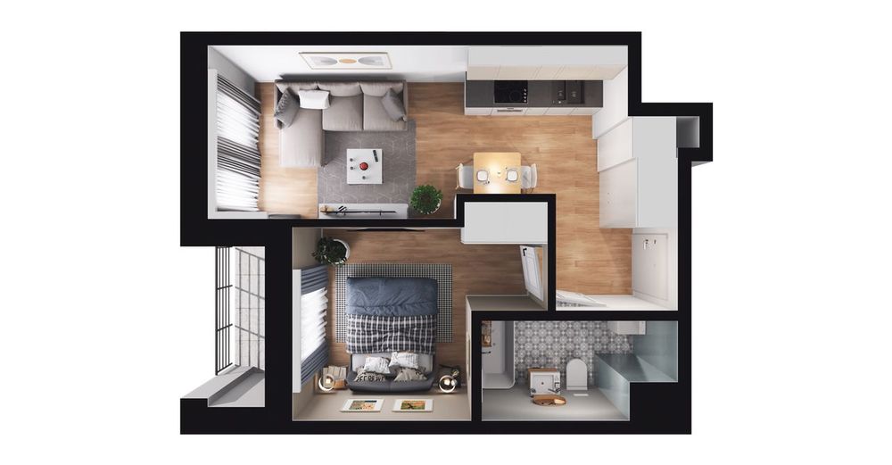 2-pokojowe mieszkanie 31m2 + loggia