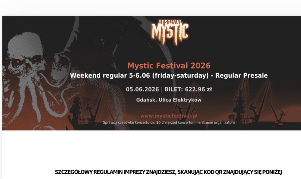 Bilety karnety na Mystic Festiwal Gdańsk 05-06.06