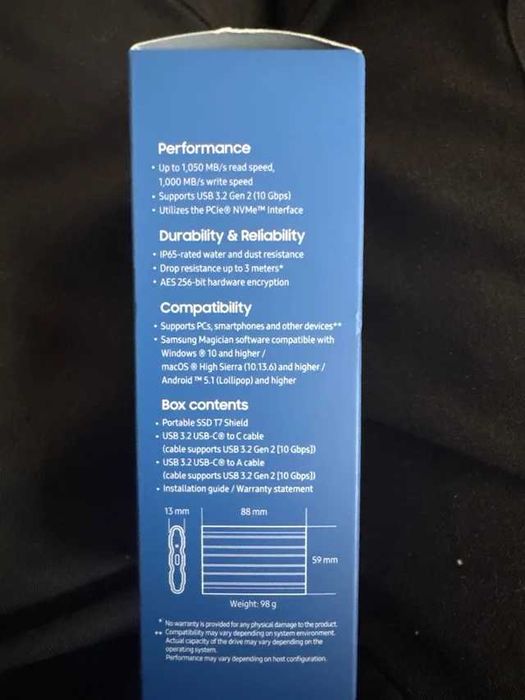SSD portátil Samsung T7 Shield de 1TB