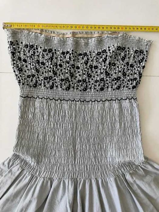 Vestido de Verão Cai-Cai Cinza e Preto – Estilo Boho (Tam. M)