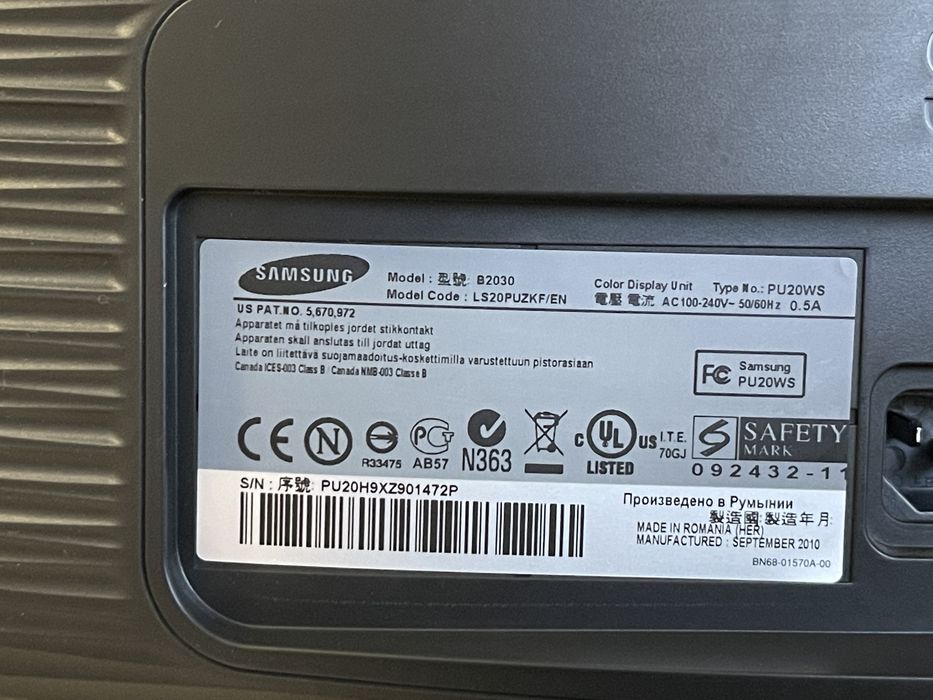 Monitor Samsung B2030 20" LED 1920x1080 D-SUB DVI