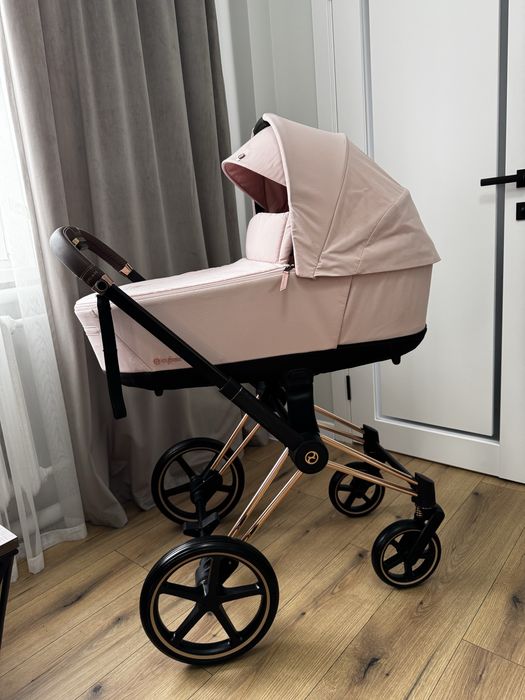 Дитяча коляска Cybex Priam 4.0 Peach Pink шасі Rosegold /автокрісло