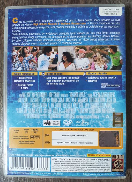 High School Musical 2 (wydanie rozszerzone) Płyta DVD, Film Karaoke