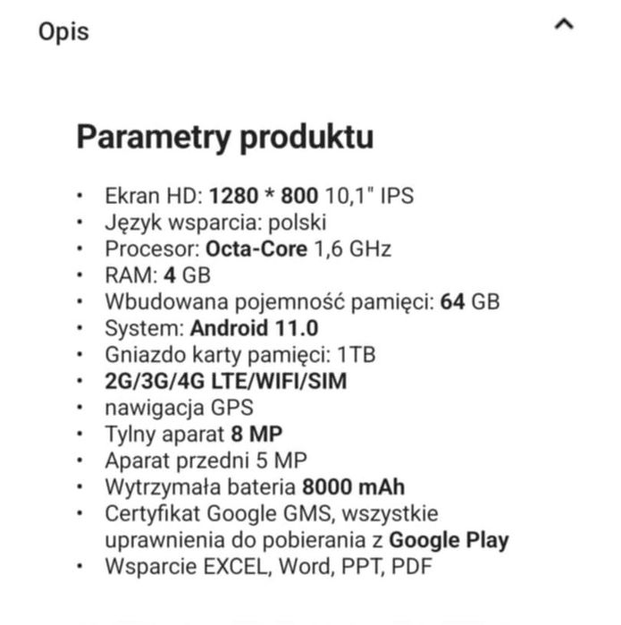 Tablet 10.1 Android 11