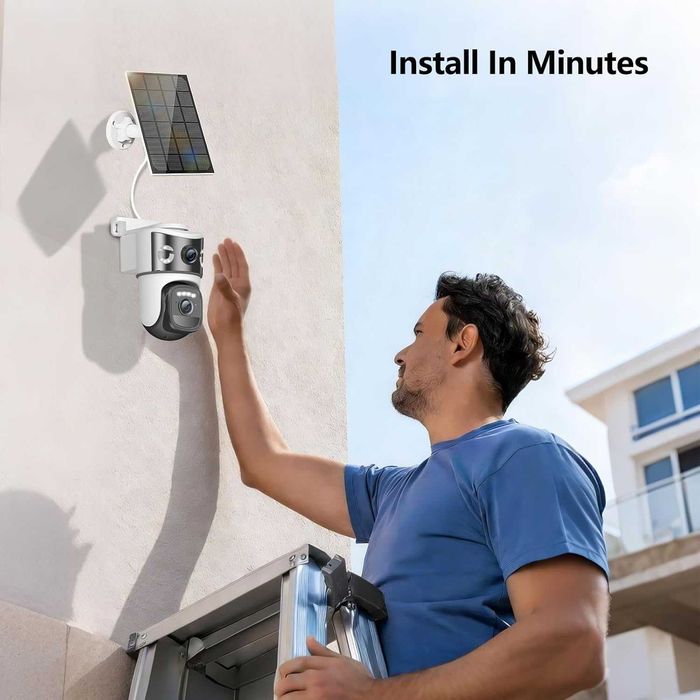 Dupla câmera vigilância WiFi c/painel solar e bateria +garantia 3 anos