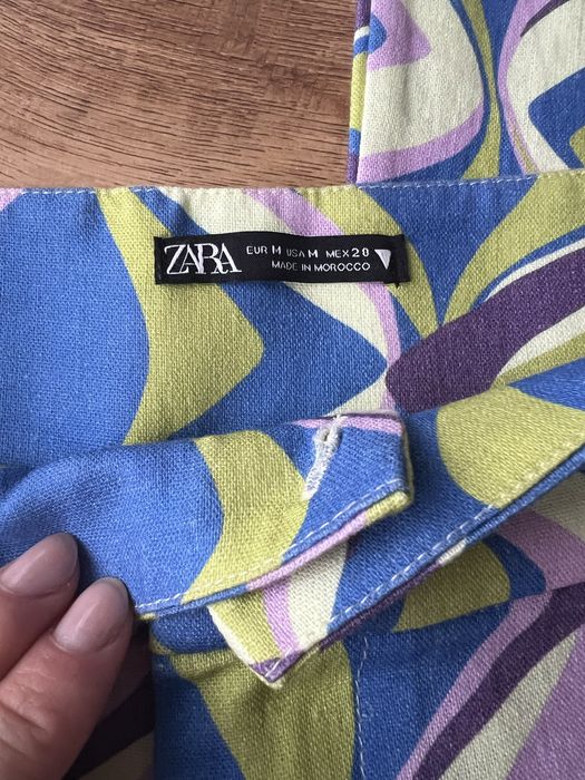 Spodnie lniane dzwony Zara 38