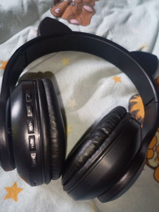 Навушники з Кото вушками Bluetooth STN 28 Cat чорні