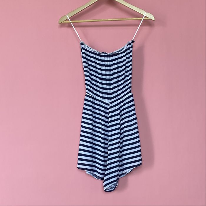 H&M kombinezon paski granat biały wiskoza 34 XS