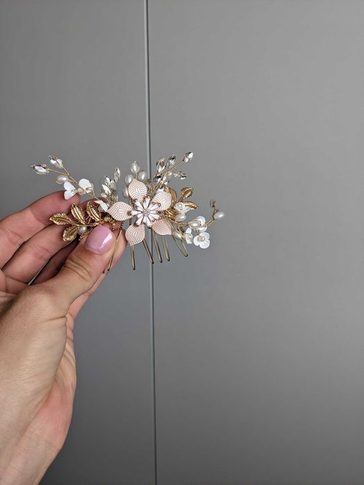 Dodatki ślubne spinka, grzebyk, bransoletki