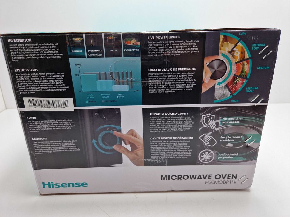 Kuchenka mikrofalowa Hisense H20MOBP1HI 700W 20L czarna 43,4cm
