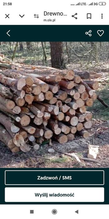 Drewno  Sosna,Stęple i żerdzie