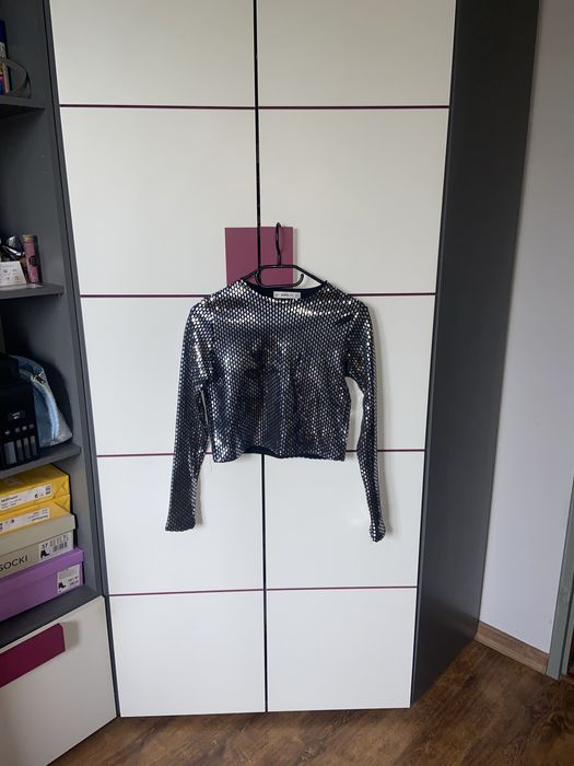 Błyszcząca bluzka Zara S viral coquette hit impreza brokat