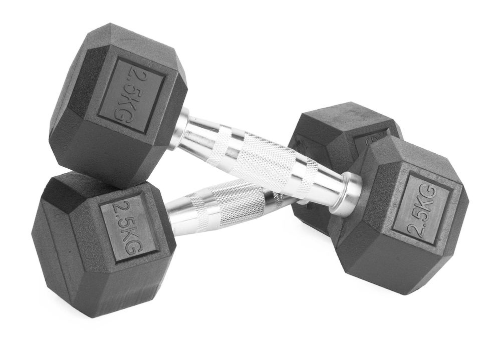 Hantle stałe 2x2,5kg żeliwne gumowane ZESTAW 5kg HEX SOLIDNE WA