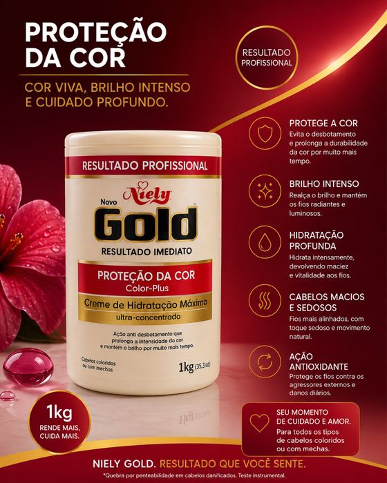 Niely Gold Máscara de Hidratação Profissional 1kg