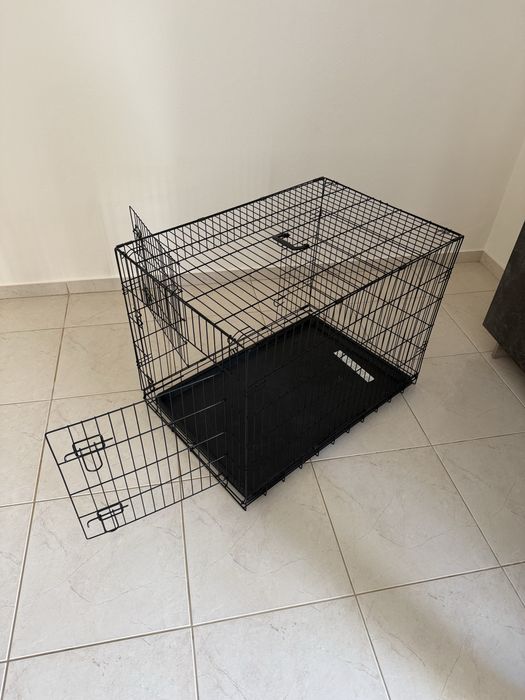 Gaiola Pawut de metal preto para cães, dobrável, caixa de transporte 92×57×62,5 cm