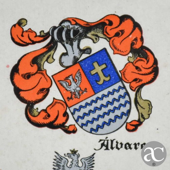 Litografia heráldica emoldurada em madeira dourada e vidro nº3