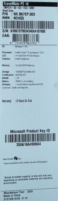 Laptop Acer TravelMate p2 14 i5 1TB