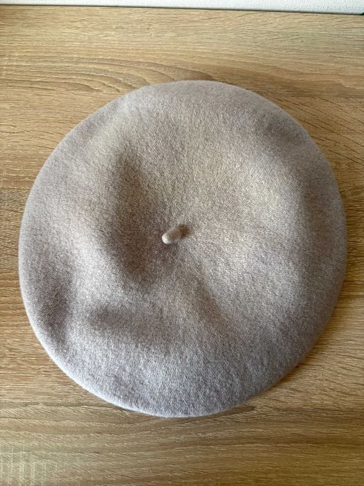 Szaro lawendowy wełniany beret Fezko