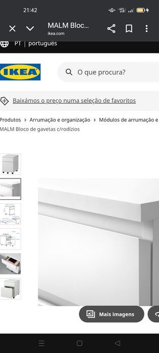 Bloco de gavetas MALM c/rodízios. IKEA, NOVOS