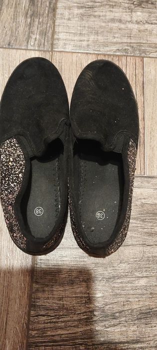 Trampki tenisówki damskie z brokatem cekinami  38 czarne