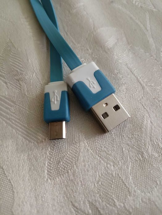 Kabel micro USB płaski 1M - niebieski