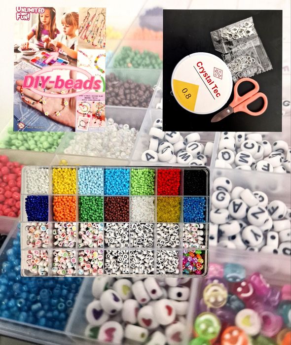 Koraliki literki duży zestaw do projektowania bransoletek wisiorków