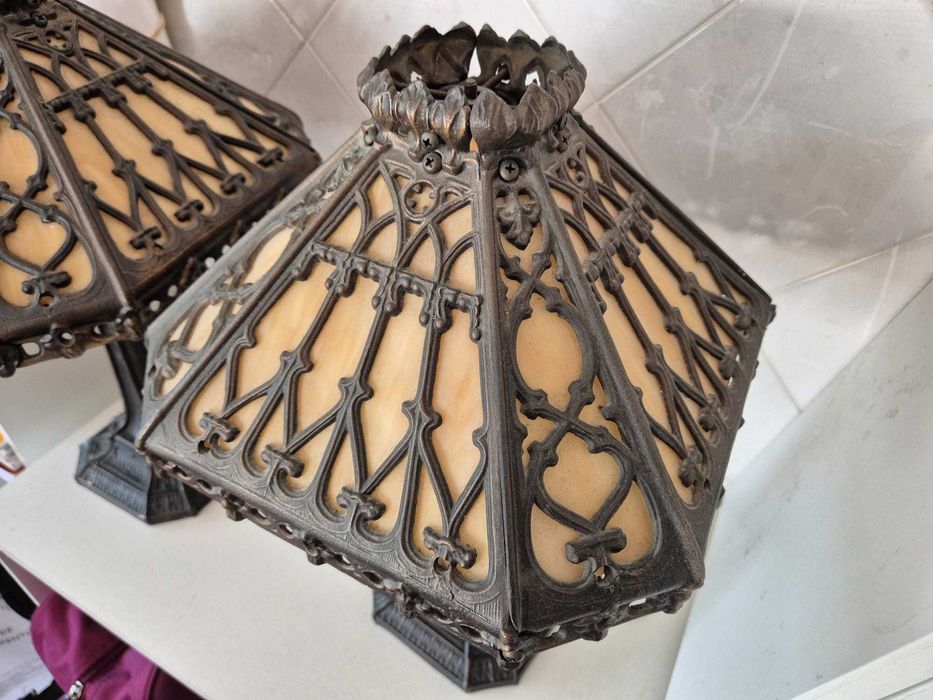 Candeeiro de mesa retro quadrado Tiffany com vitral de 35 cm