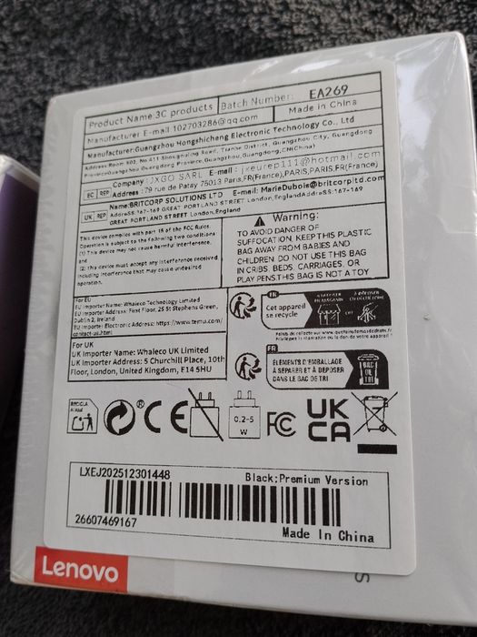 Наушники Lenovo EA269 новые беспроводные
