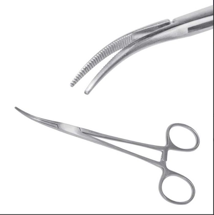 Зажим сосудистый изогнутый, 16 см.
