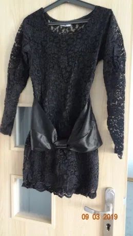 czarna koronkowa sukienka r 34-36 mini sexi