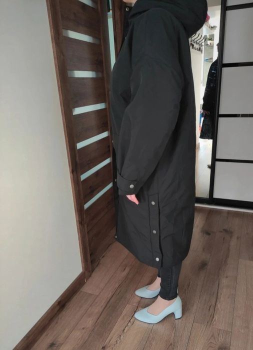 Kurtka zimowa ocieplana czarna długa 50 5XL (44)