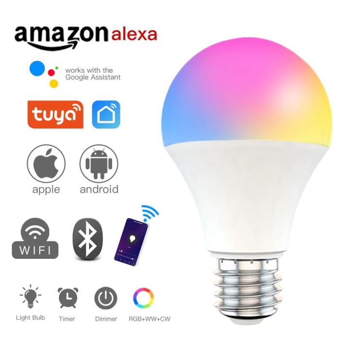 Lâmpada LED com app, wifi rgb. Funciona com alexa google