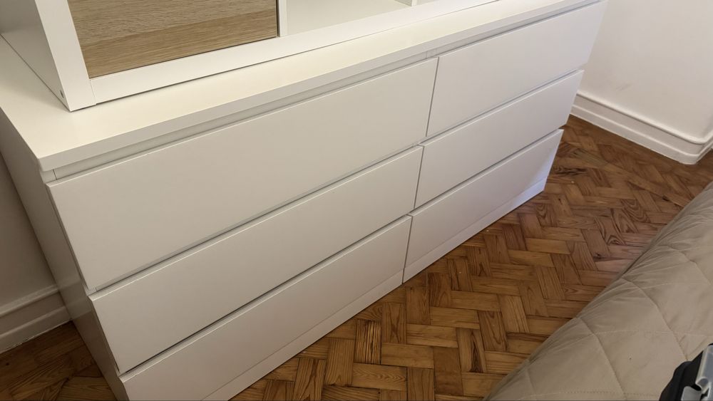 Cómoda branca com 6 gavetas (160 x 78 cm) - IKEA MALM