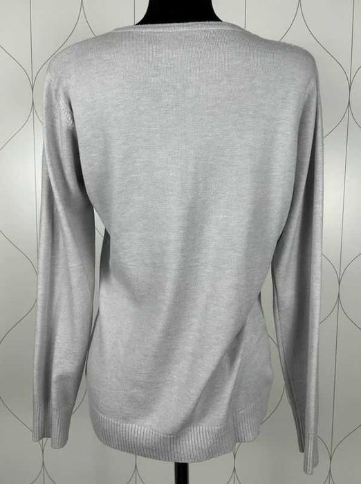 Piękny elegancki sweter damski bluza splot szary srebrny bawełna pamut