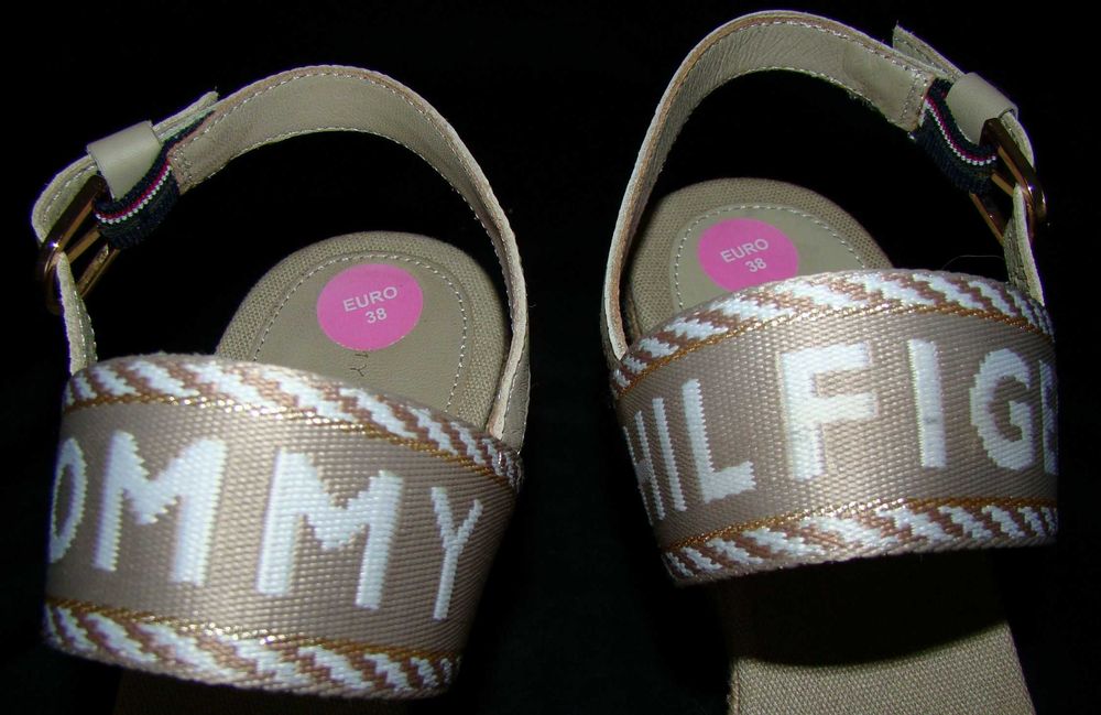 tommy hilfiger nowe sandały na koturnie espadryl z logo 38