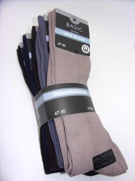 5x Skarpety męskie 100% bawełny nieuciskowe duży rozmiar 47/50 Mix kol