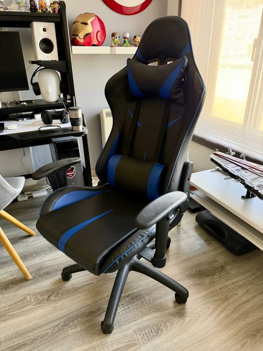 Cadeira Gaming Ergonômica Preta e Azul
