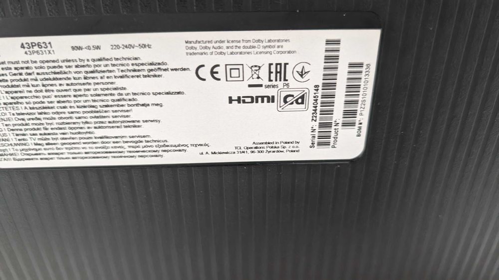 telewizor tcl 43 cal